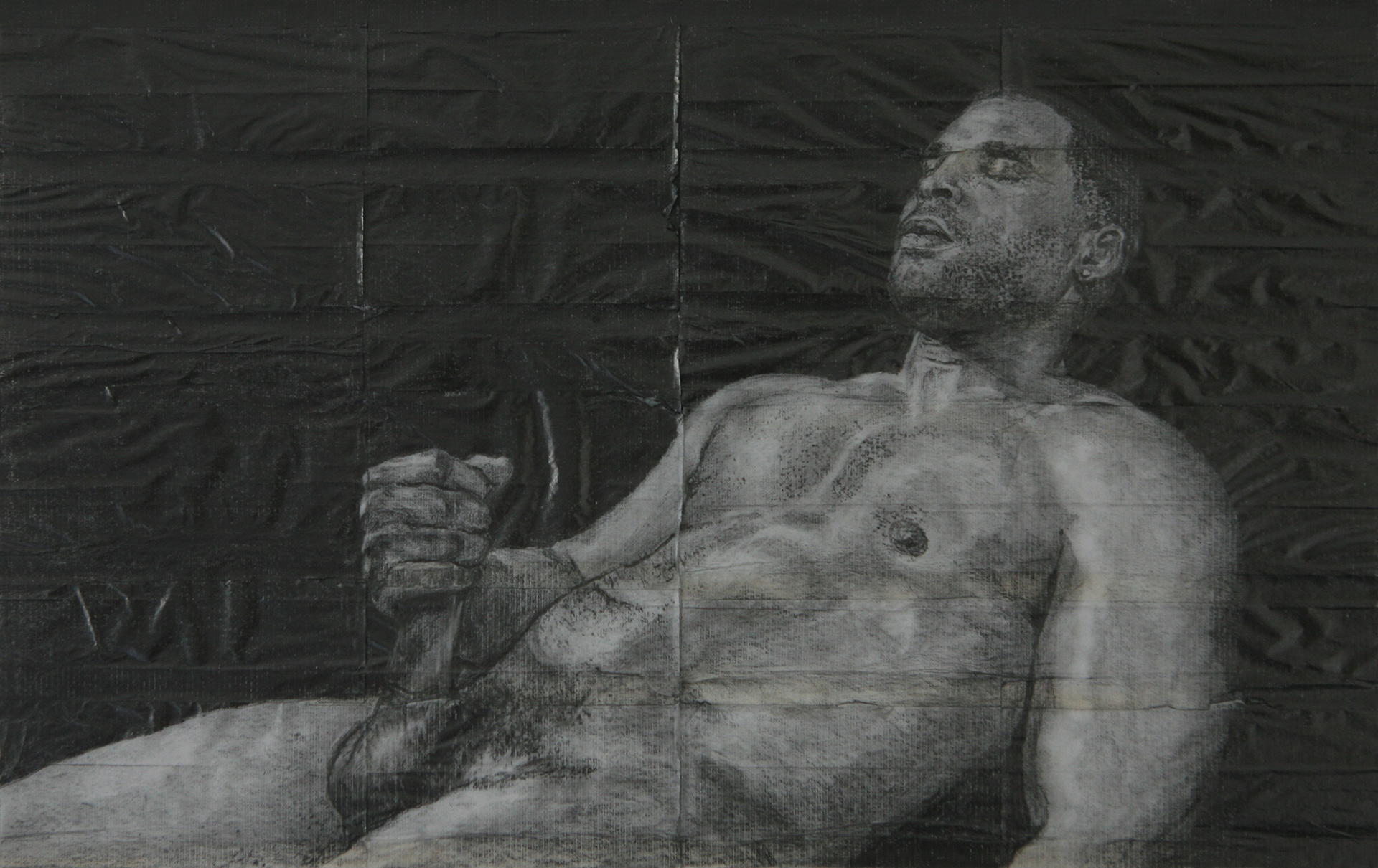 Pleasuring himSELF ISOLATION #1 | 2020 | Pencil on fag (cigarette) papers | 29.7cm x 21cm