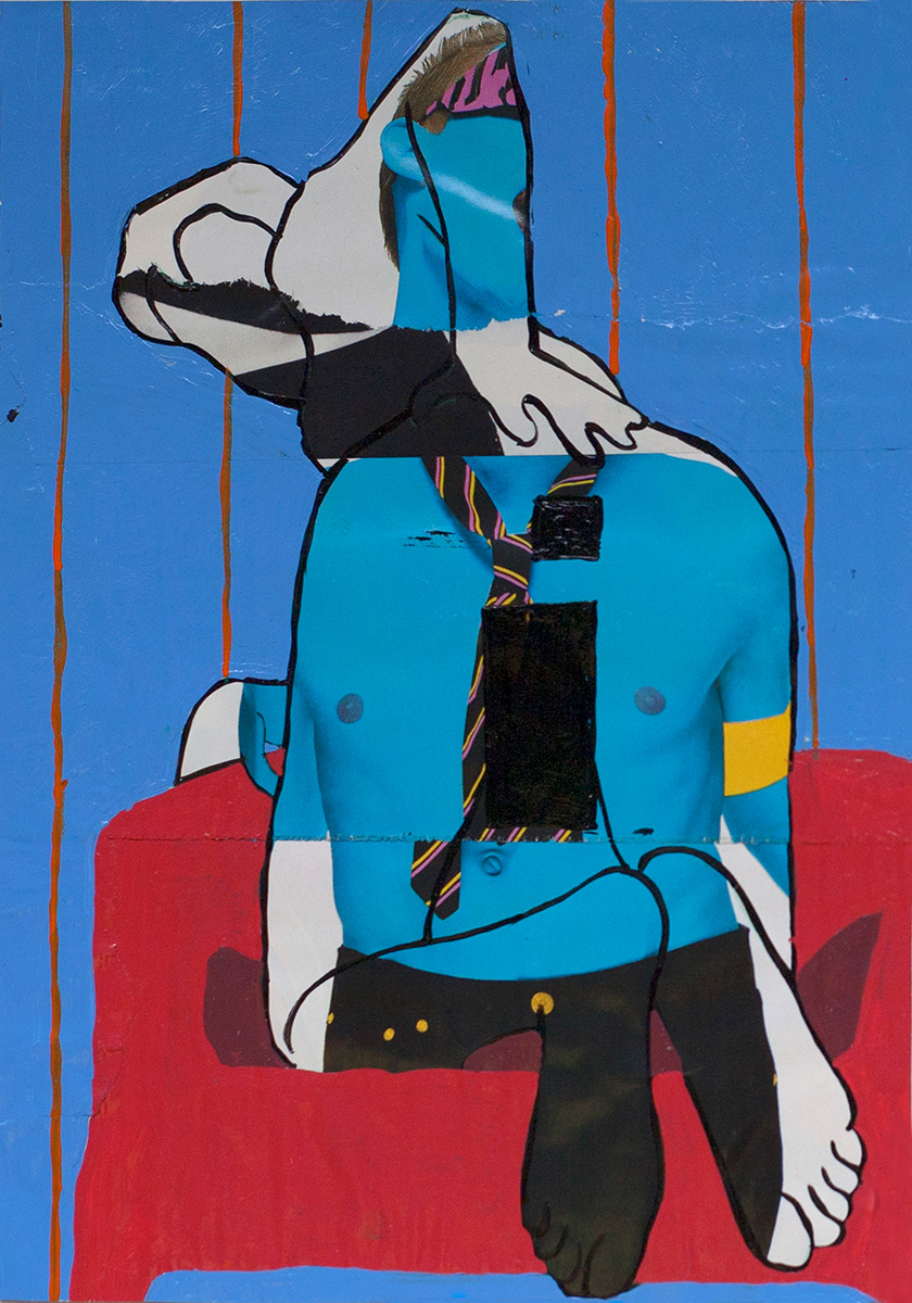 Stefano | 2000 | Gloss paint and collage | 17.5cm x 25.5cm