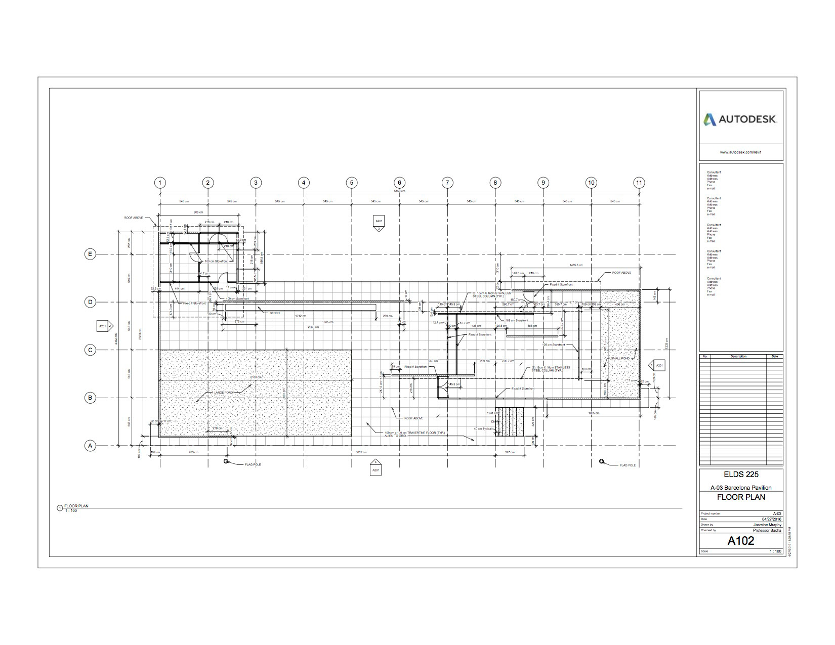 Jasmine Murphy Revit Projects Floor Plan Of The Barcelona Pavilion