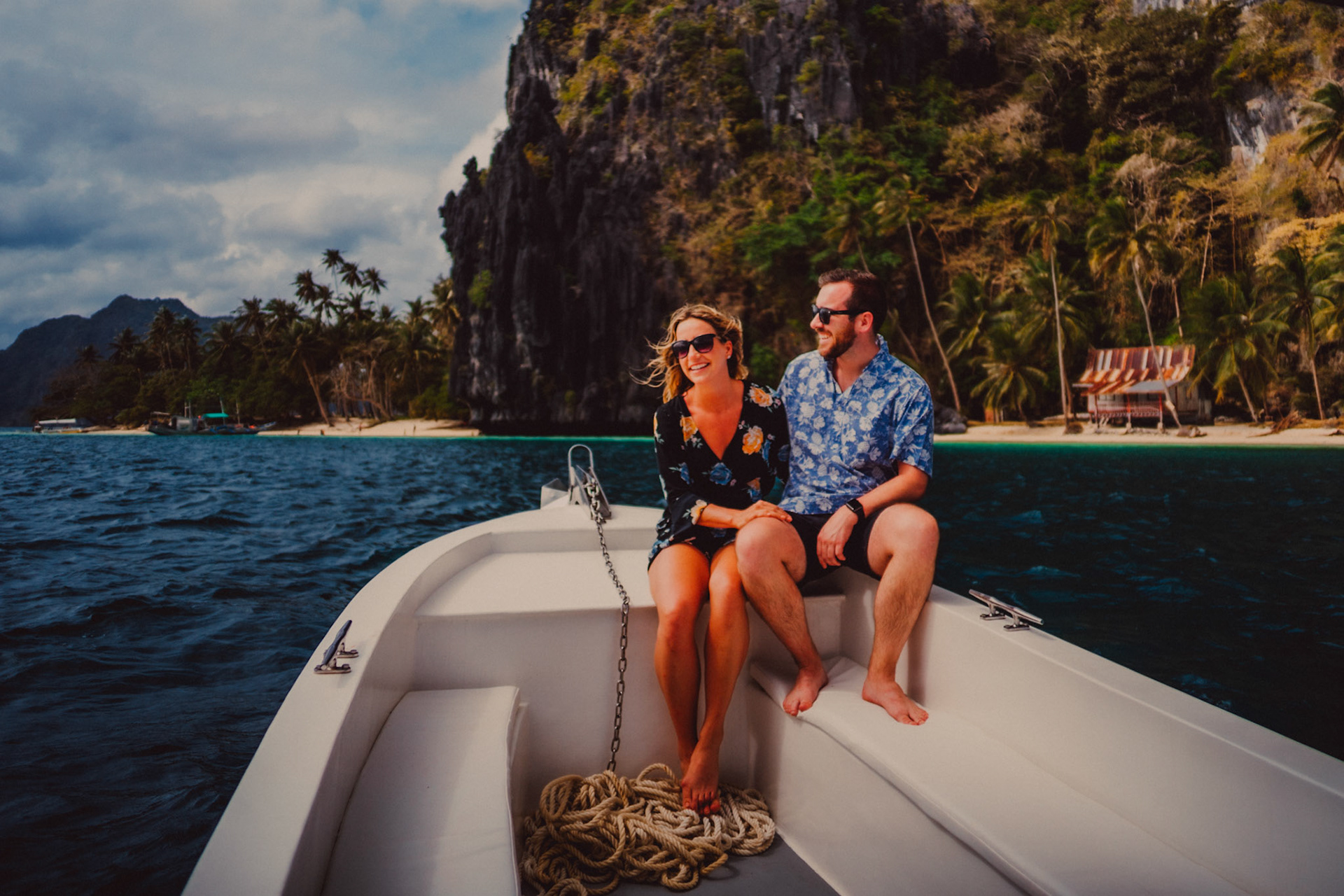 Couple portraits during an island hopping adventure tour with Skipper Charters, Pinagbuyutan Island, El Nido Palawan, Philippines, Southeast Asia, March 2019, Sony A7III.