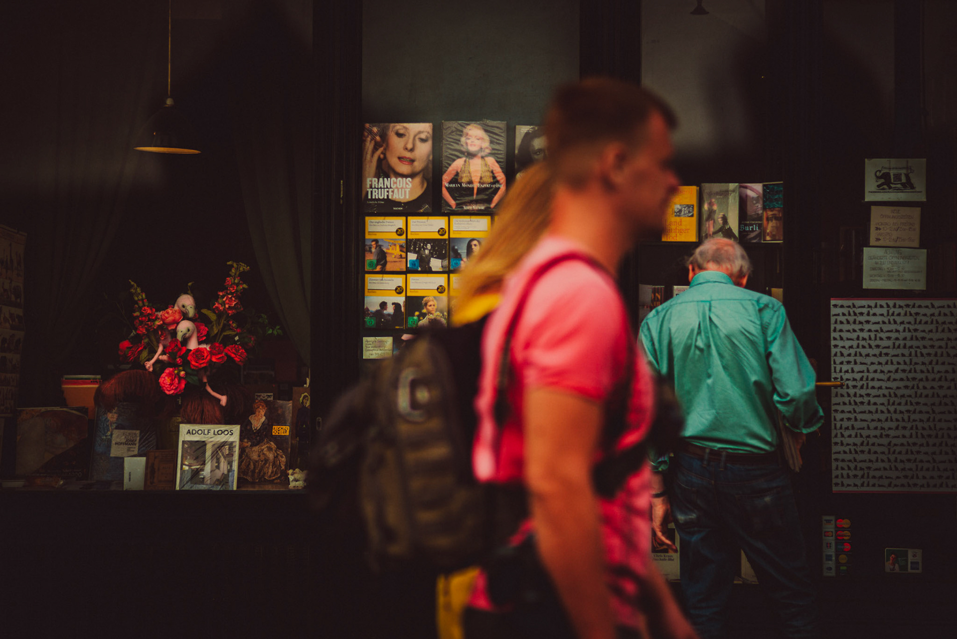 A bookstore window in Innere Stadt, Vienna, Austria, August 2017, Leica M.