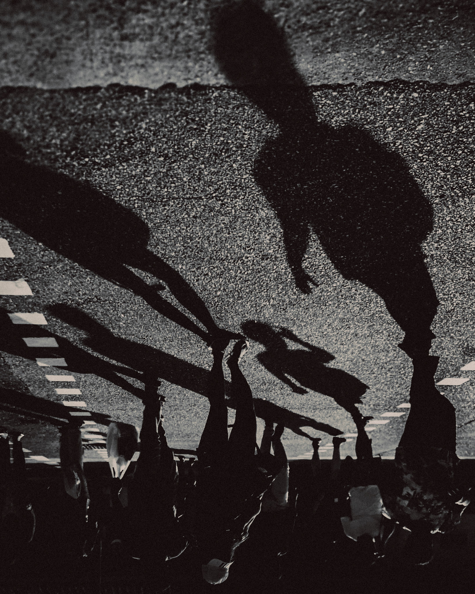 Long, tall shadows, upside down, North Bridge Road, Singapore, August 2018, Huawei P20 Pro.