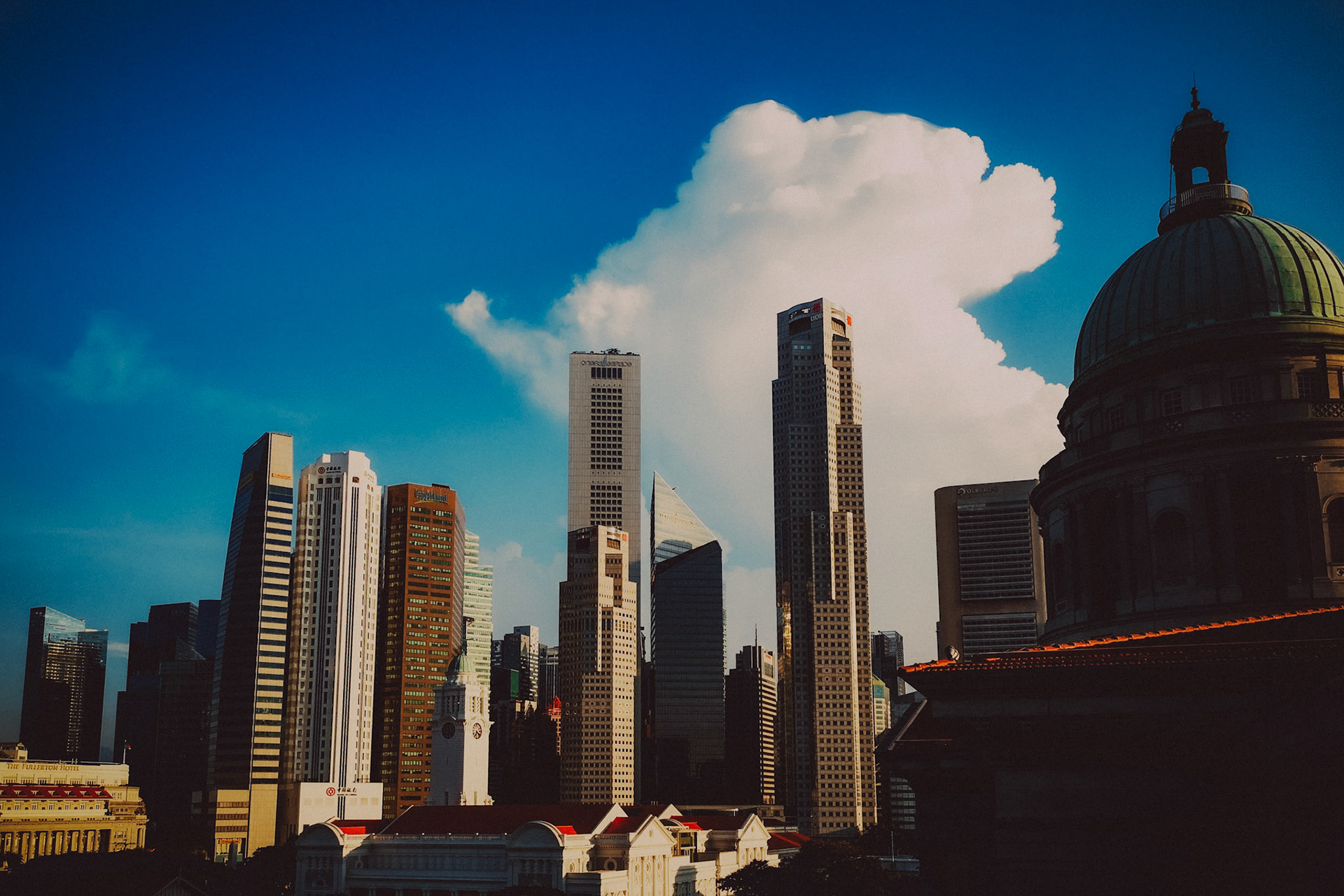 The Singapore Central Business District skyline, Downtown Core, Singapore, May 2018, Huawei P20.