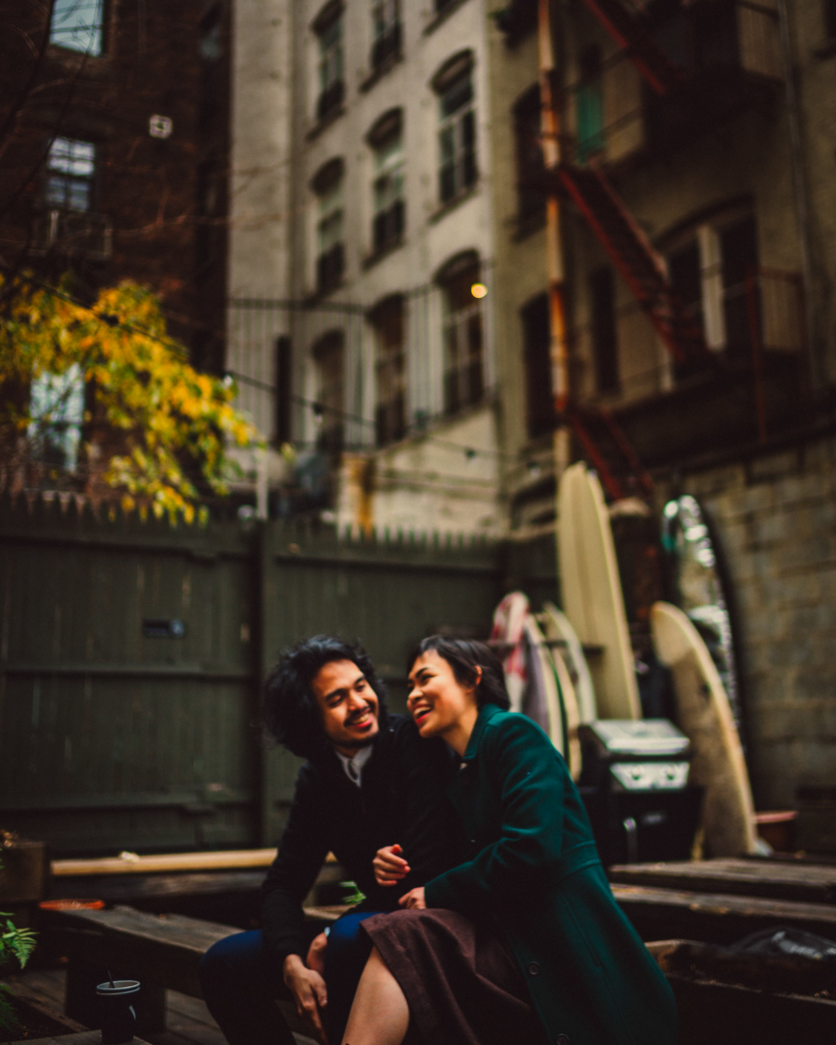 Coffee at Saturdays NYC Crosby St, SOHO, from AC &amp; Winona's casual and chill engagement shoot in Manhattan, New York City, USA, December 2017, Leica M.