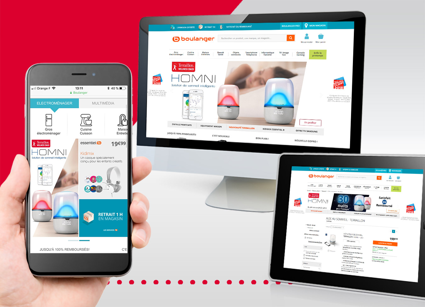 Bannières Web Société "Terraillon" pour site internet Boulanger Déclinaisons pour site mobile, tablette et bureau