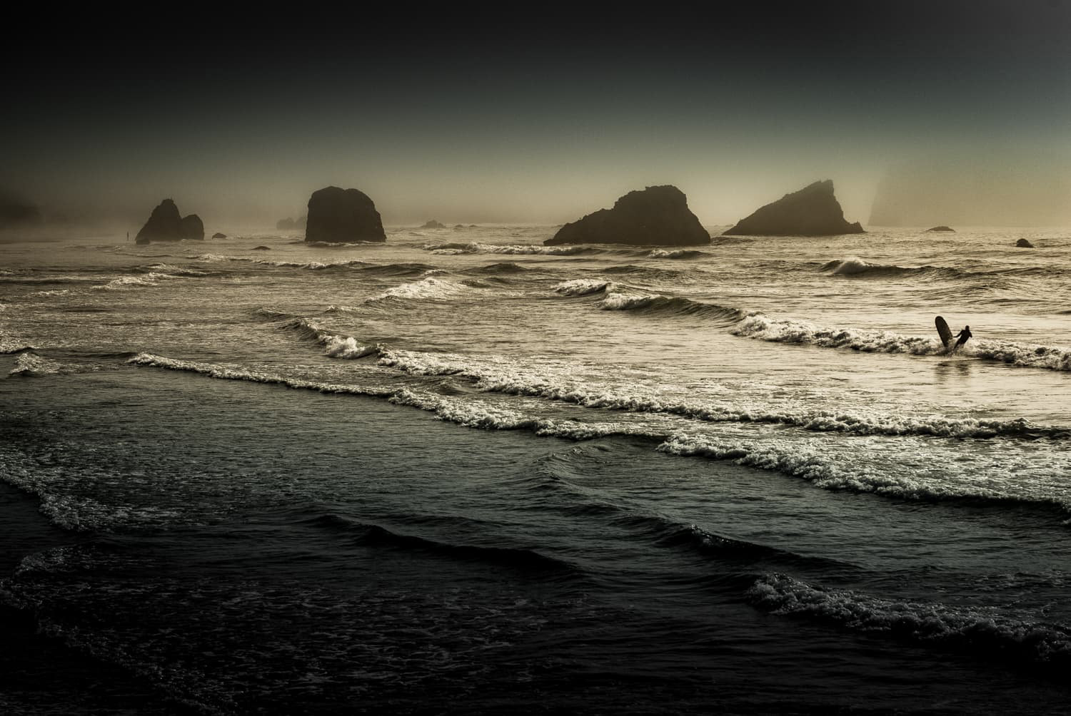 Oregon Coast with Surfer