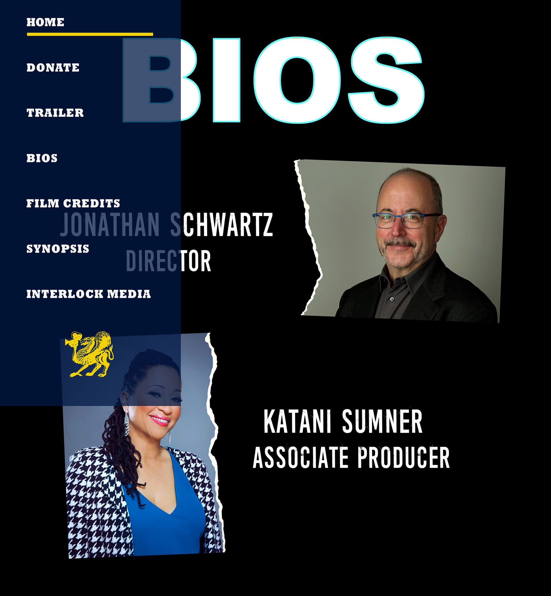 UI design (earlier version) for the Codeswitching website. Bios page mockup showing the navigation panel design