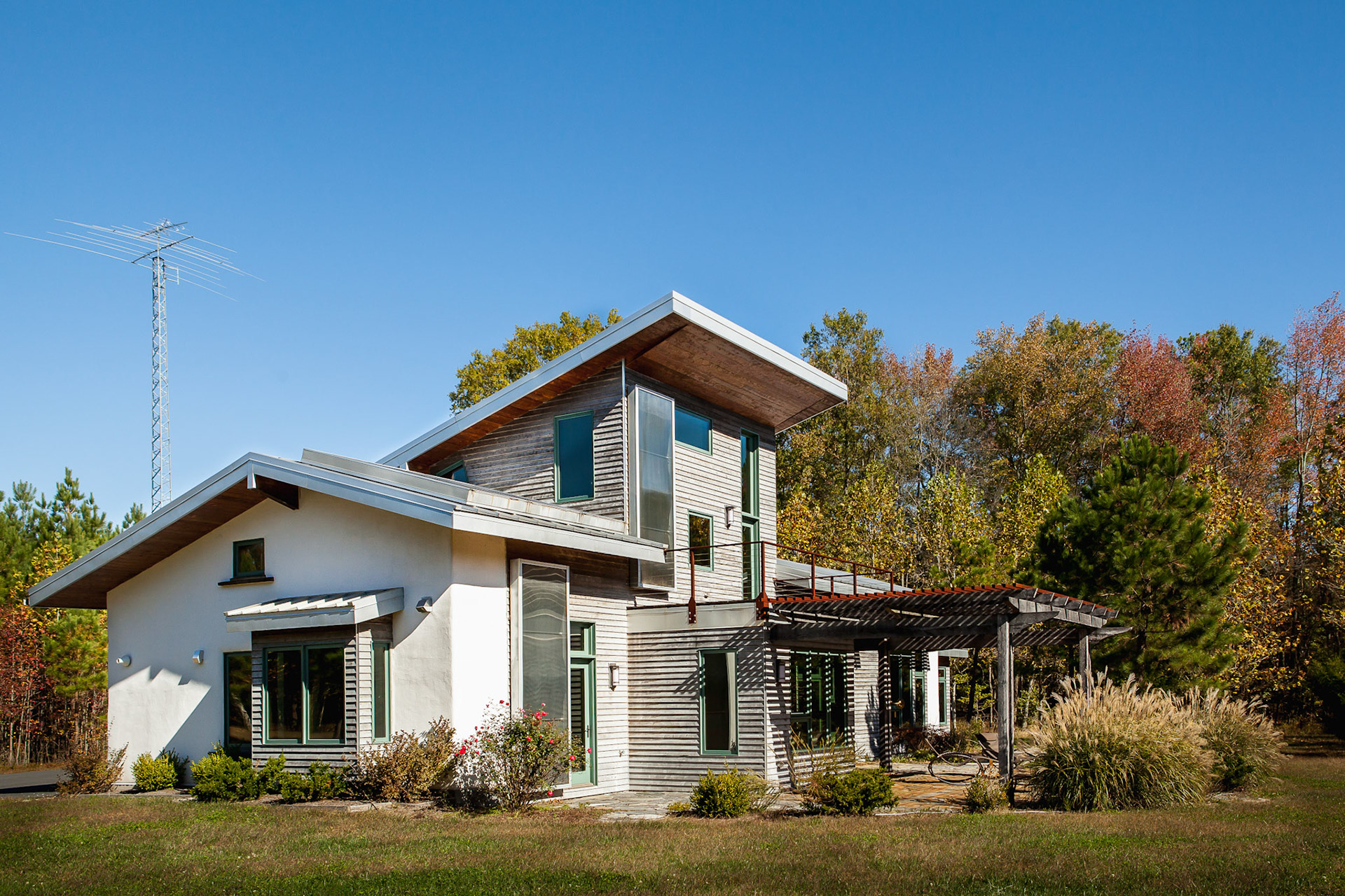 Passive solar considerations helped locate the house on the site.