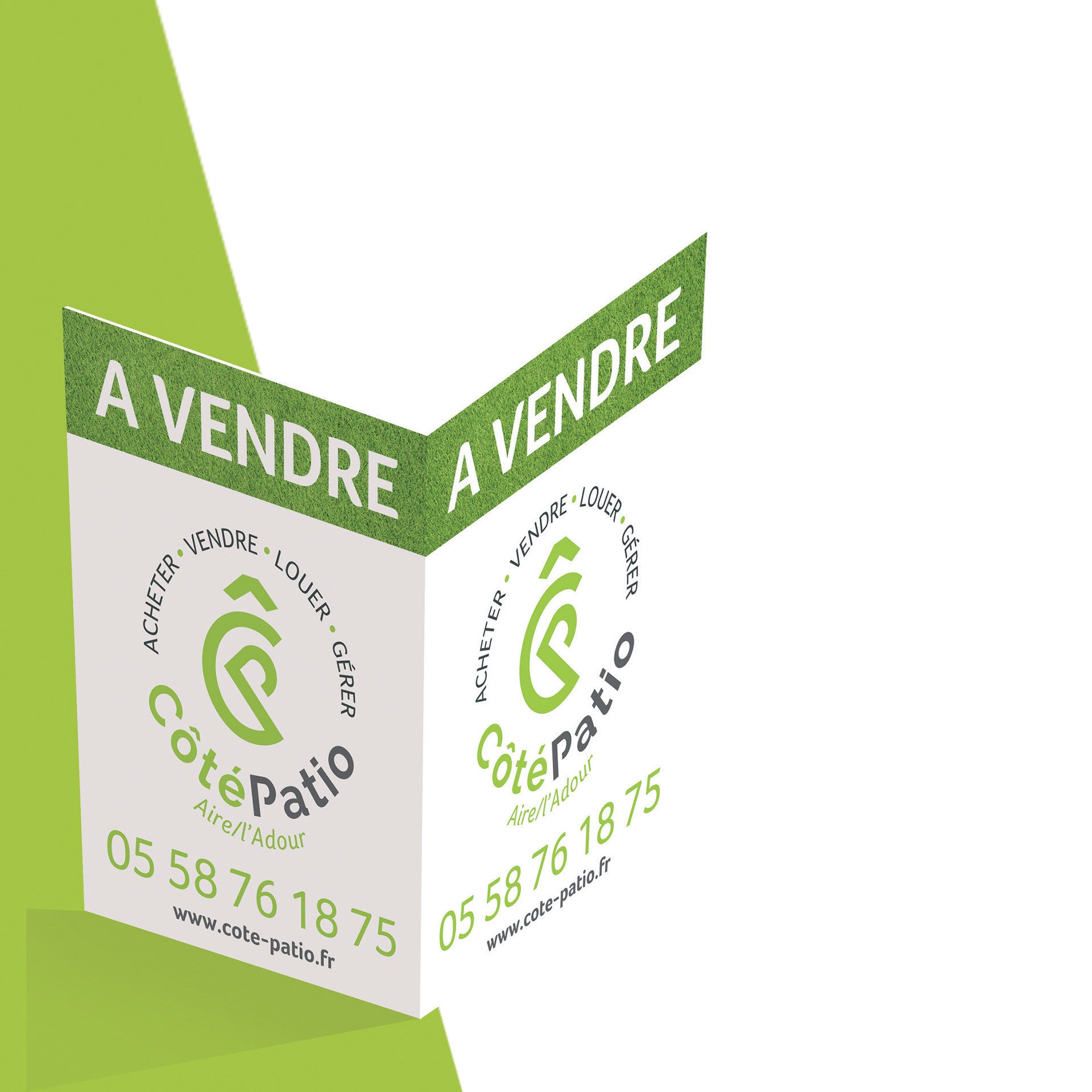 Panneau immobilier en "v"