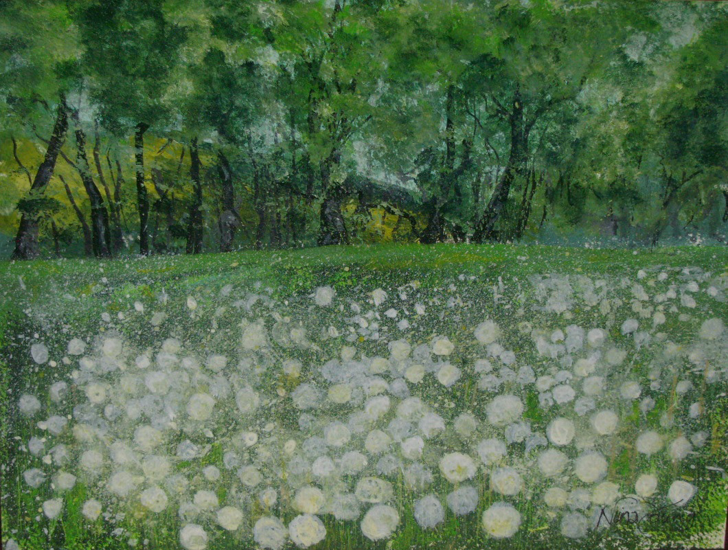 Dandelion Days - Mixed media on paper - 30cms x 40cms