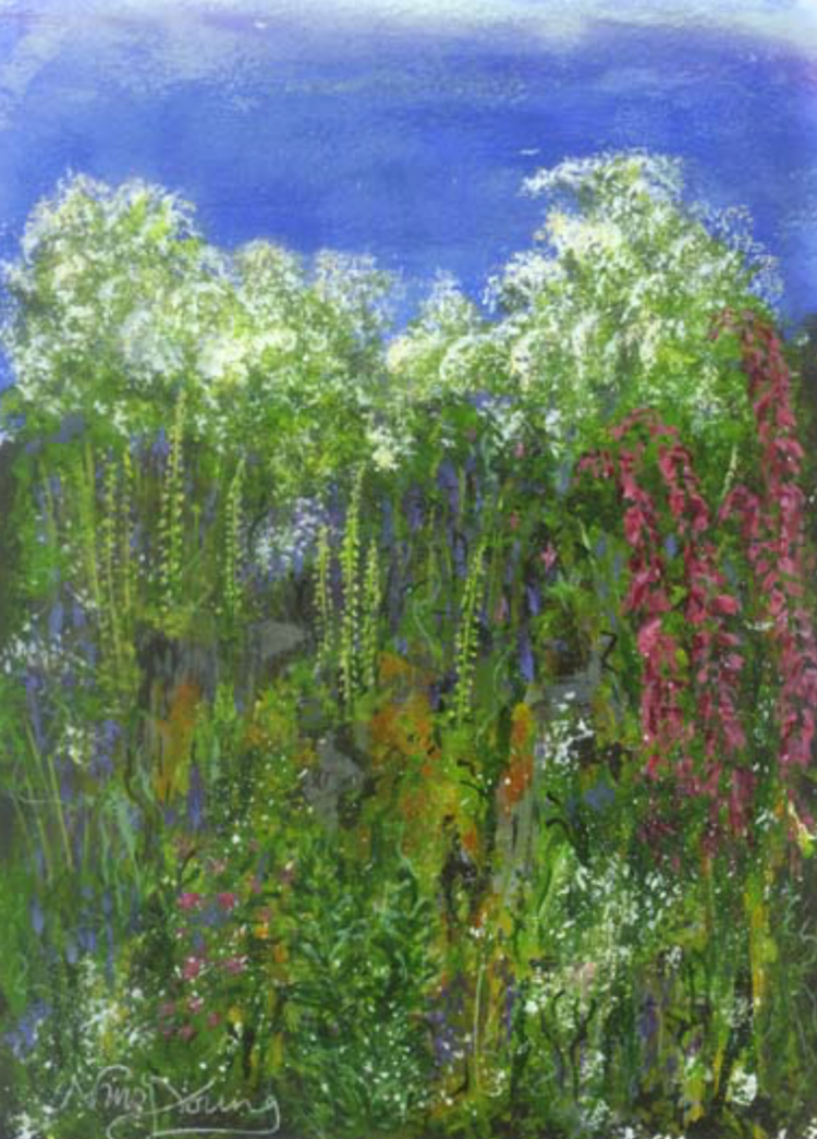 Cornish Hedgerow - Mixed media on paper - 20cms x 15cms