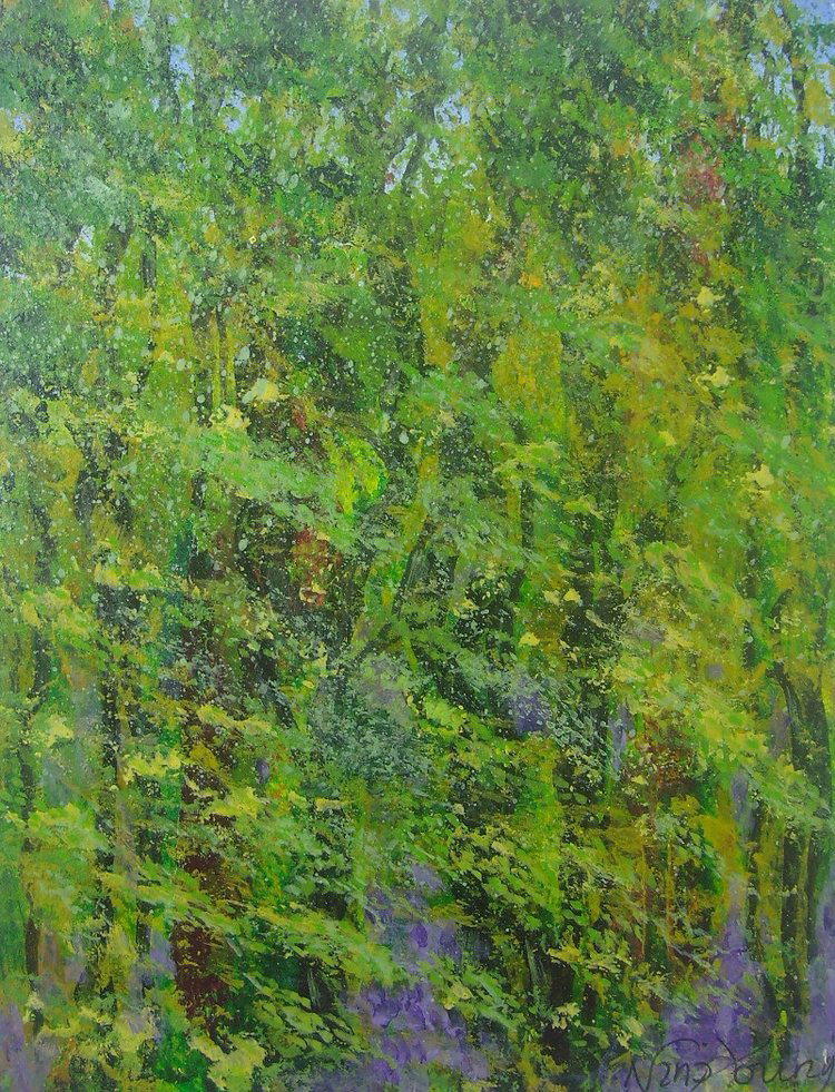 Through the Beeches - Mixed media on paper - 20cms x 15cms