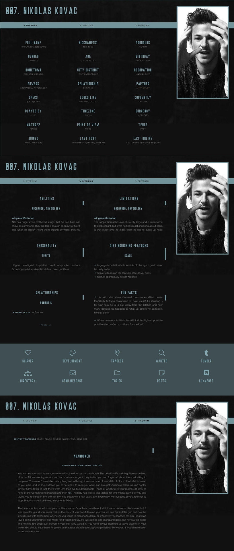 Account Profile - Tabs 1 through 3