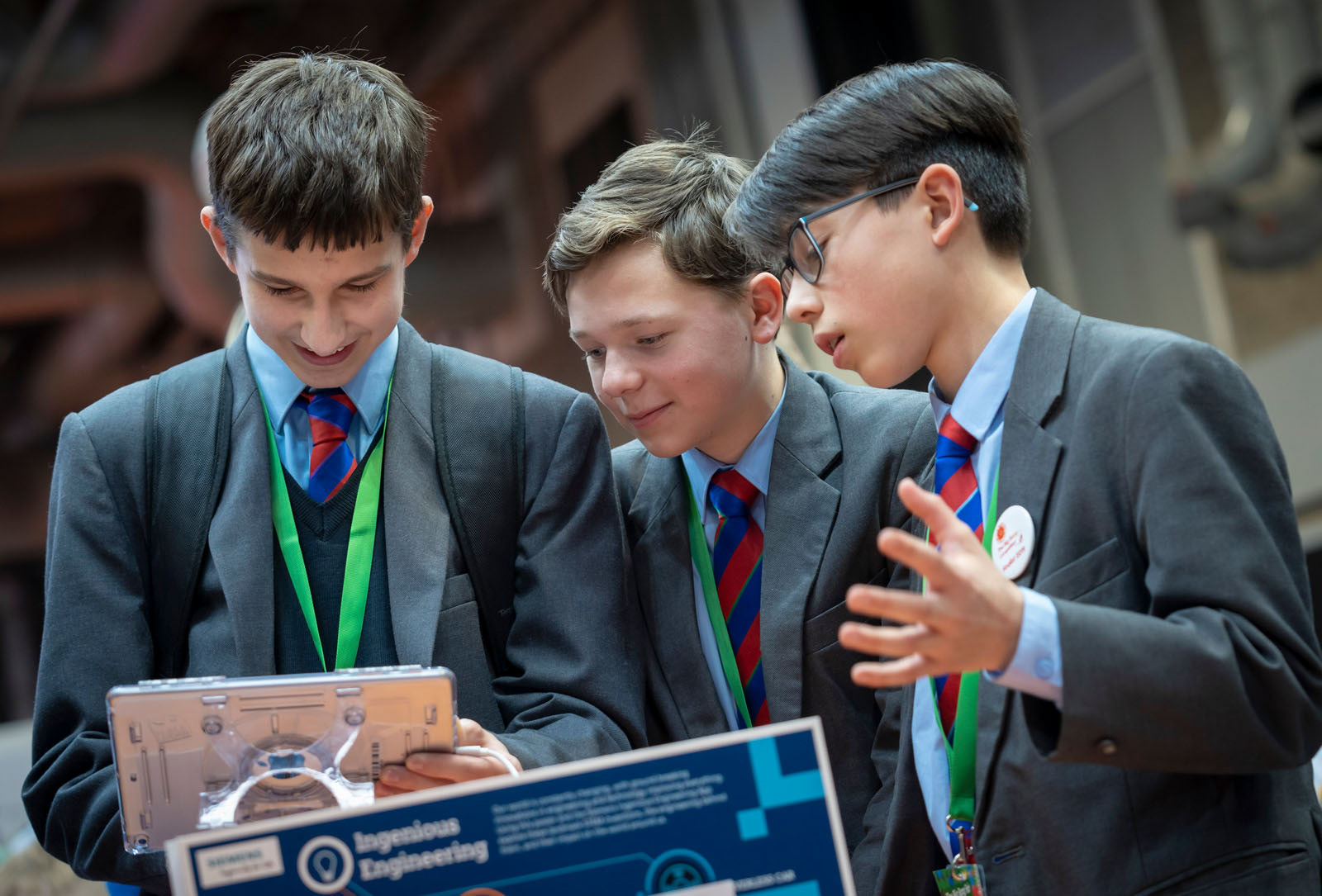 3 participants at the Siemens stand, Big Bang Fair, Birmingham NEC