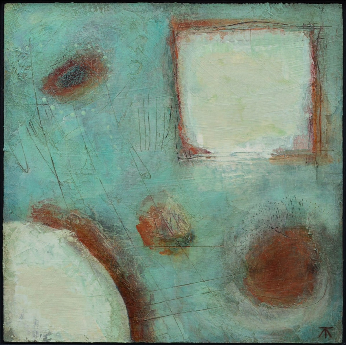 "Arrangements No. 4" Acrylic and wax on panel, 12 x 12 inches, SOLD