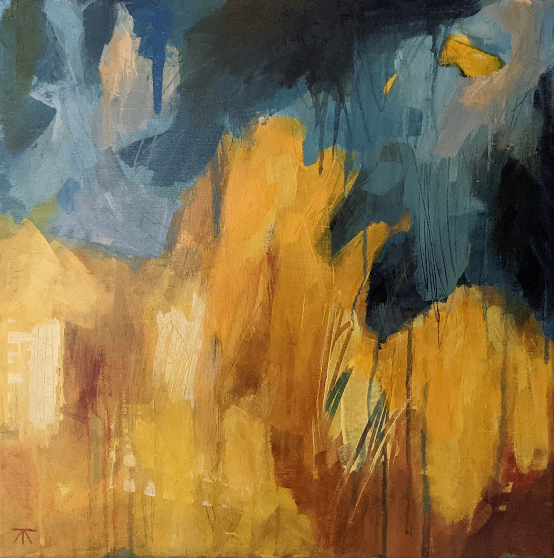"Torrent No. 2" Acrylic and mixed-media on canvas, 16 x 16 inches, $345