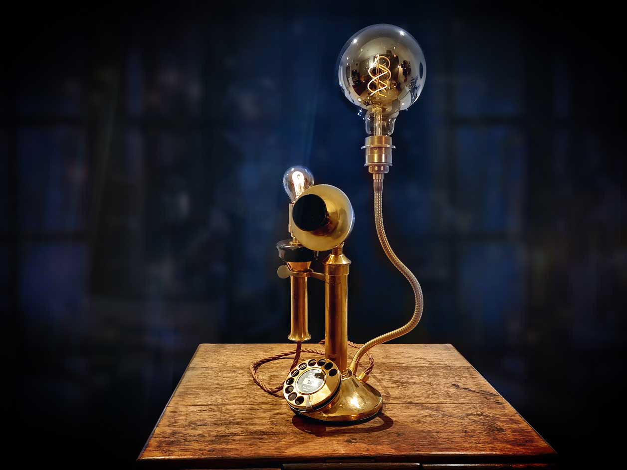 Upcycled Vintage Brass GEC Candlestick Telephone Lamp