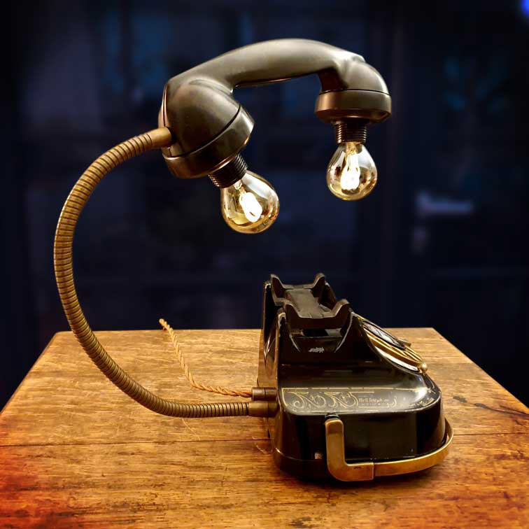 Antique style flexible arm to reposition the handset