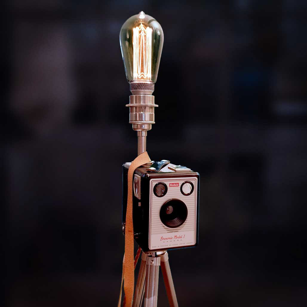 Upcycled Vintage 1950s Kodak Brownie Camera Tripod Lamp