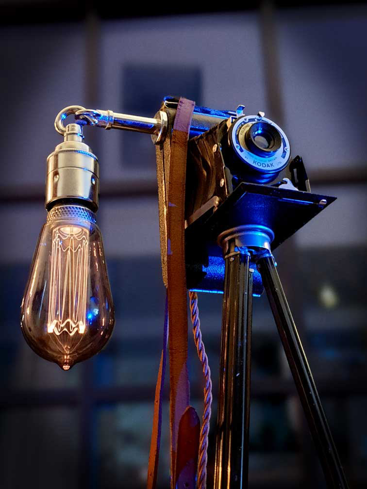 Upcycled Vintage 1930s Kodak Folding Camera Edison Tripod Lamp