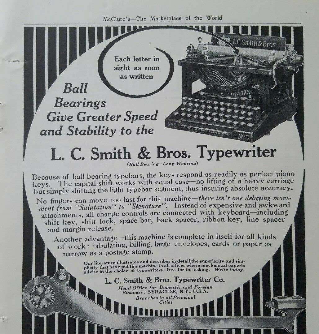 Vintage L.C. Smith & Bros. Typewriter advertisement