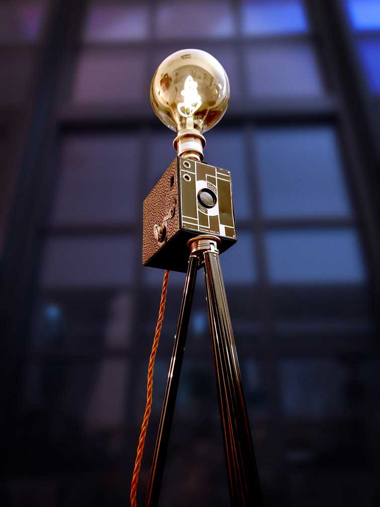 Upcycled Vintage 1930s Art Deco Kodak Beau Tripod Lamp