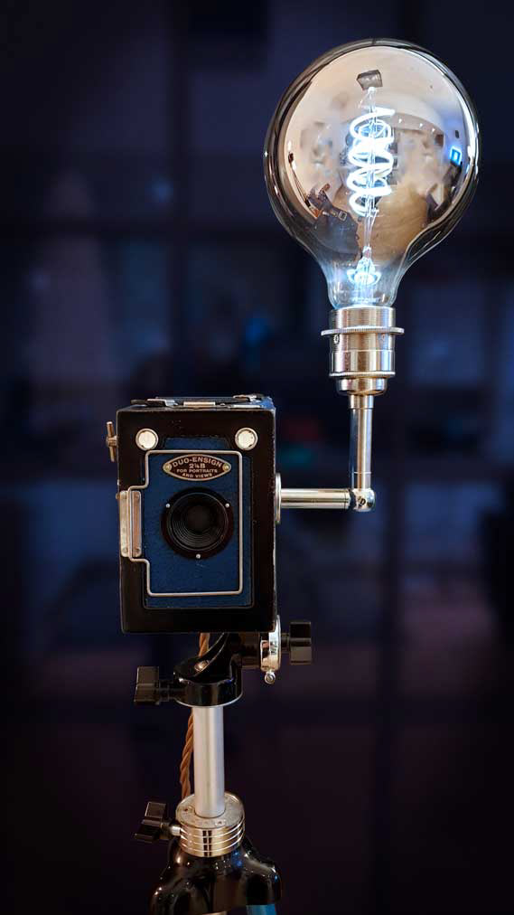 Upcycled Ensign camera lamp