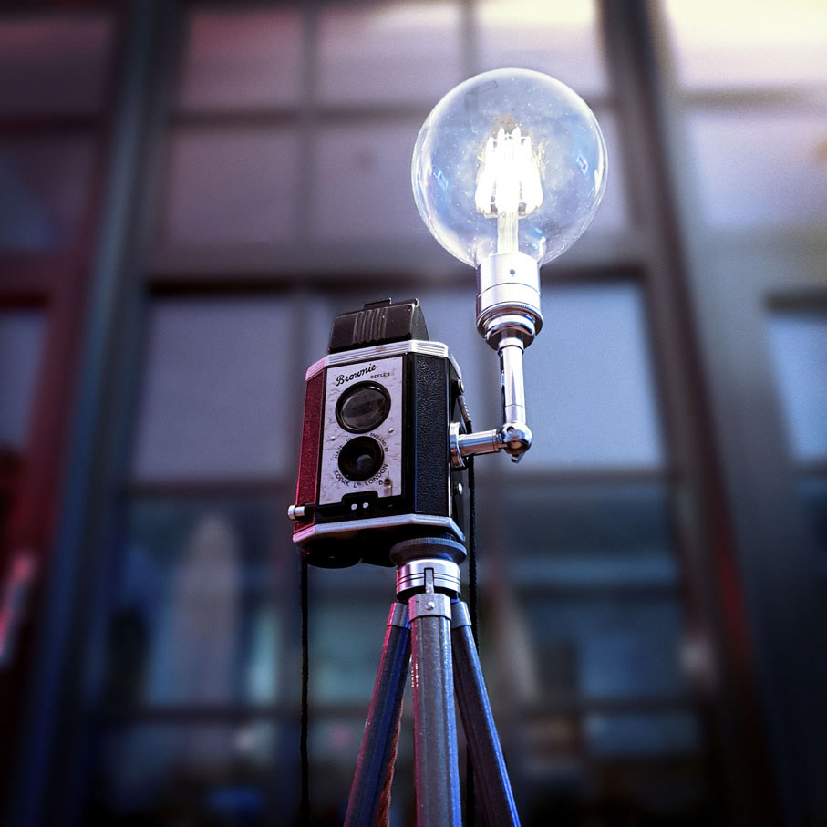 Upcycled Vintage Kodak Reflex Camera Lamp
