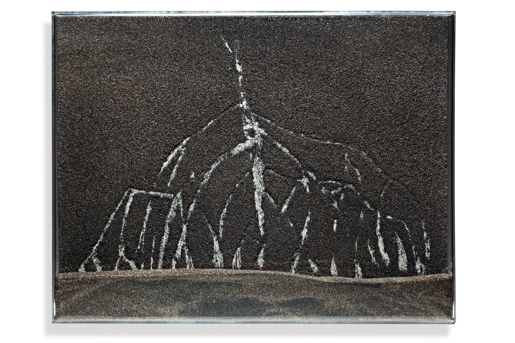 S/ Título 2 - Sabbia e colla su tela in scatola acrilica - 37x30x3 cm
