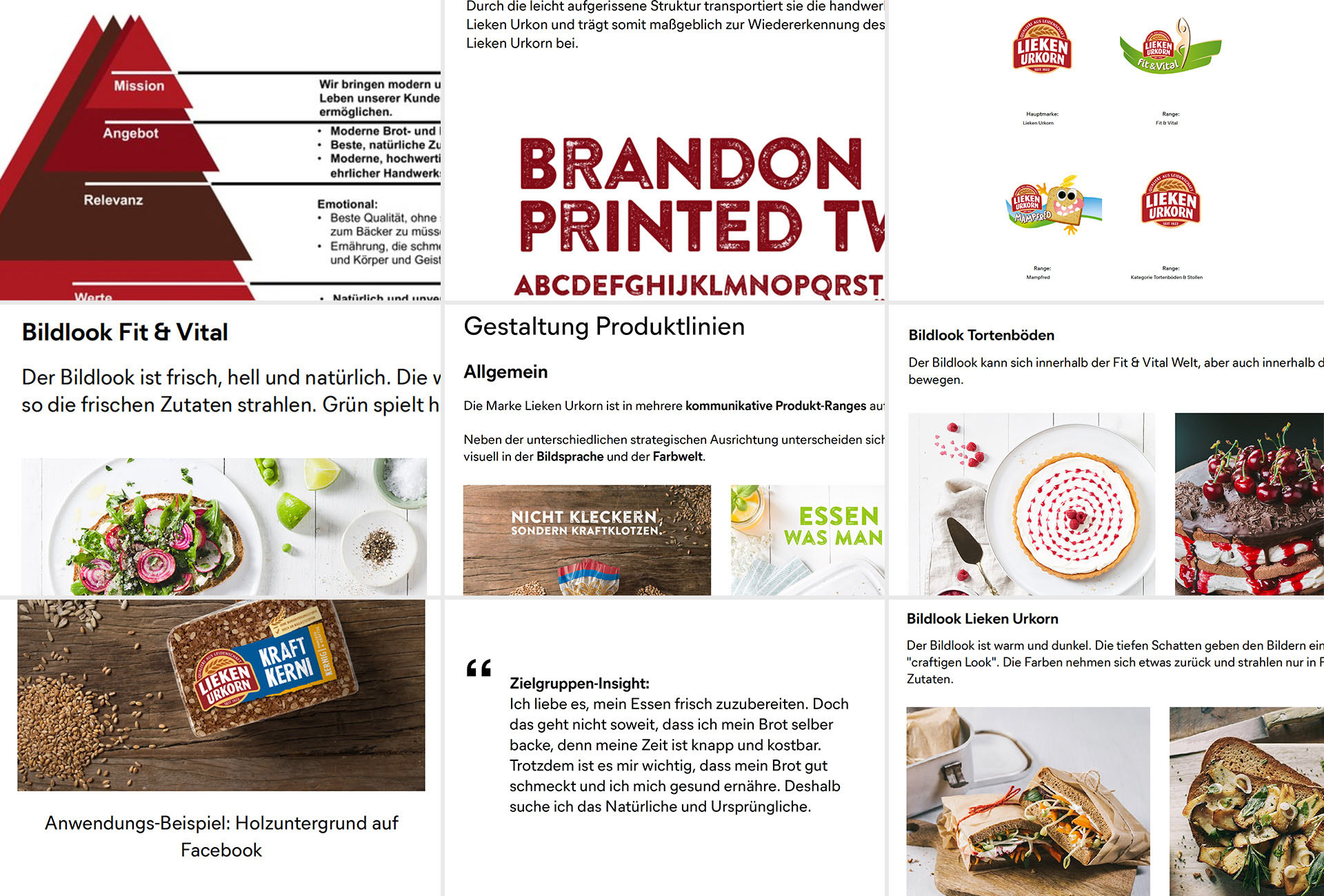 Screenshots aus dem Lieken Urkorn Brand und Corporate Design Manual