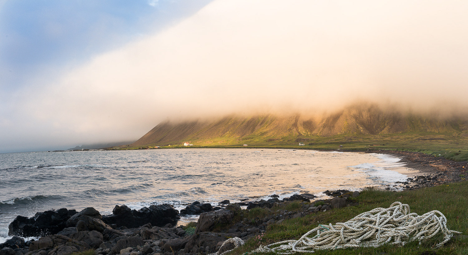 Sea and sun in Westfjords, Iceland