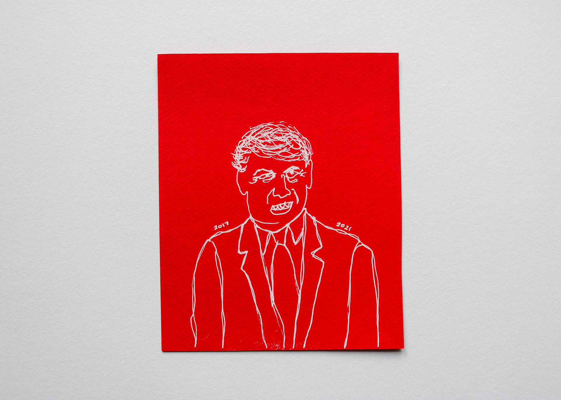 Donald J Trump / Black Marker on Red Card Stock / 7 x 6 in