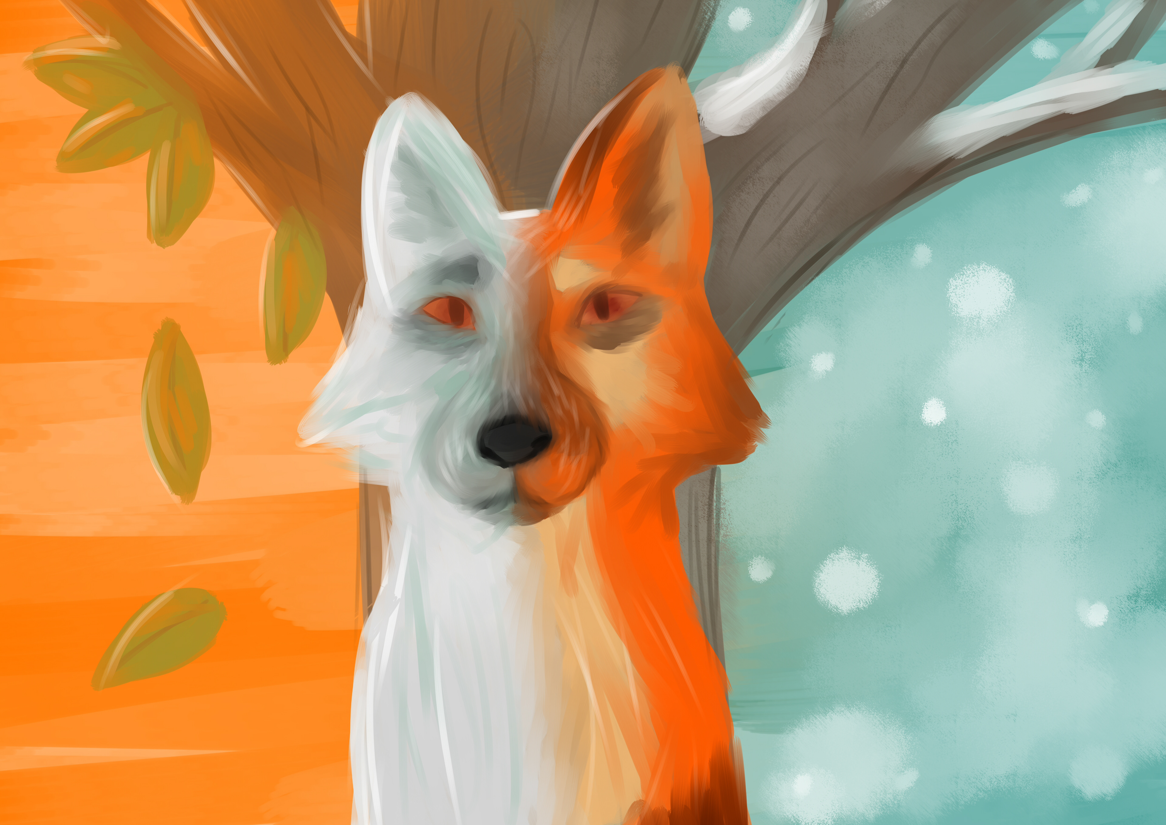 An Illustration I did for school, the theme was hot and cold. I tried to use warm and cold colours for contrast