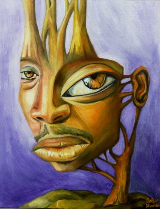 Digitally altered oil painting