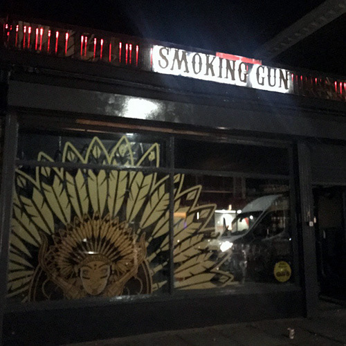 Smoking Gun branding - shop signage/graphics