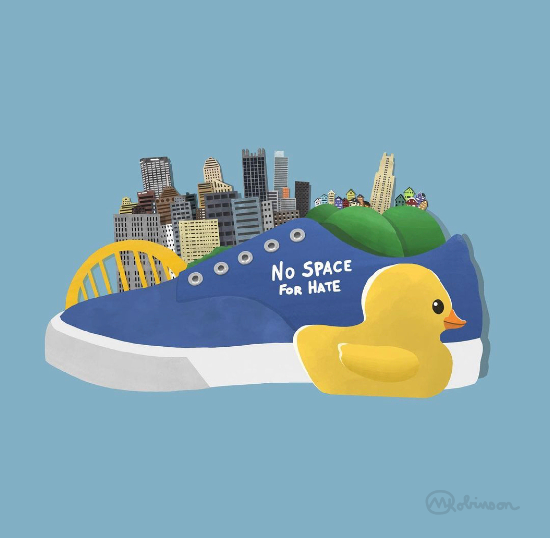 "Pittsburgh Strong". This piece was created after the devastating terrorist attack at the Tree of Life Synagogue in the Squirrel Hill neighbor