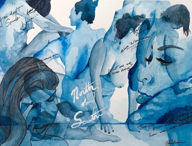 "North & South" 11 x 14 inches, Watercolor and Ink