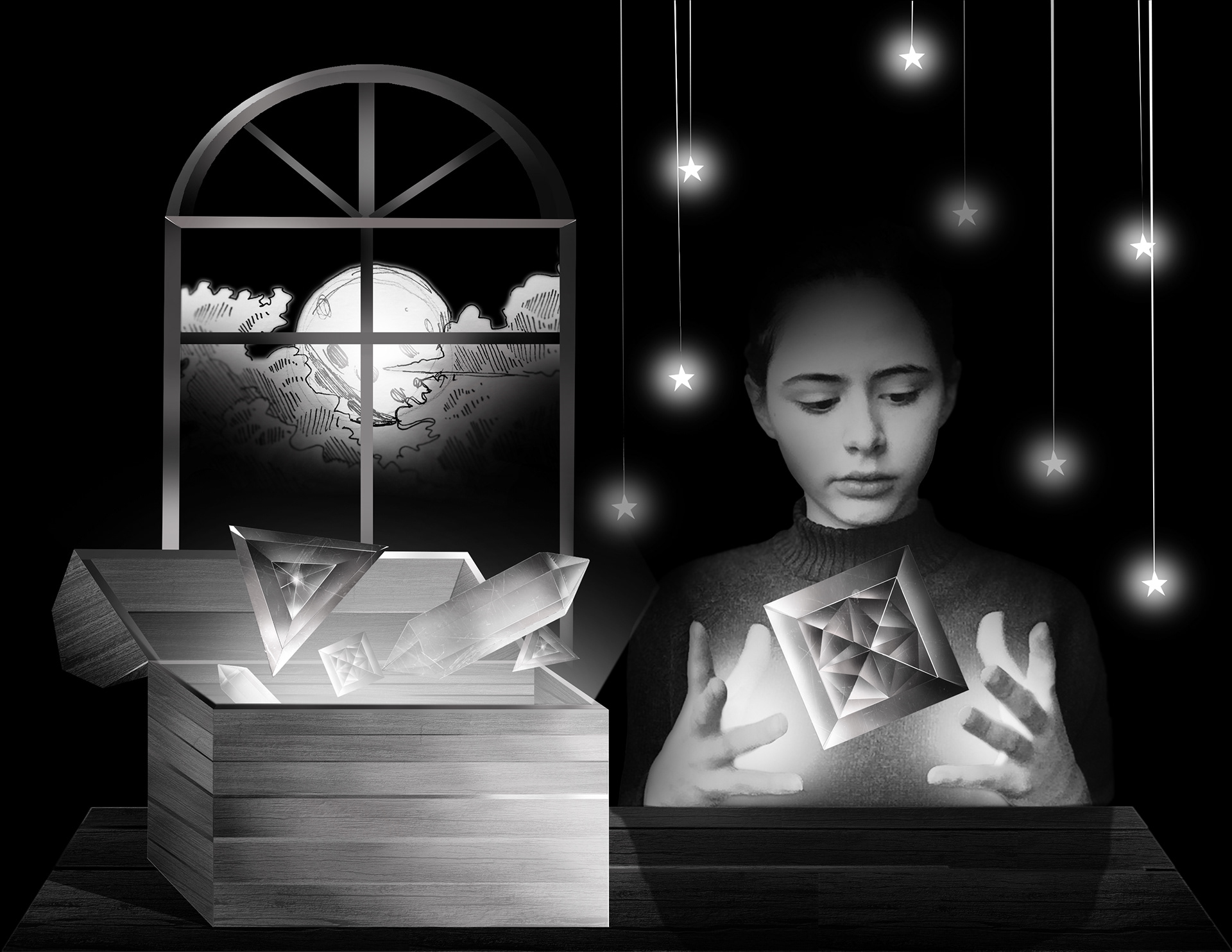 Monochromatic Geometric Illustration | Adobe Photoshop