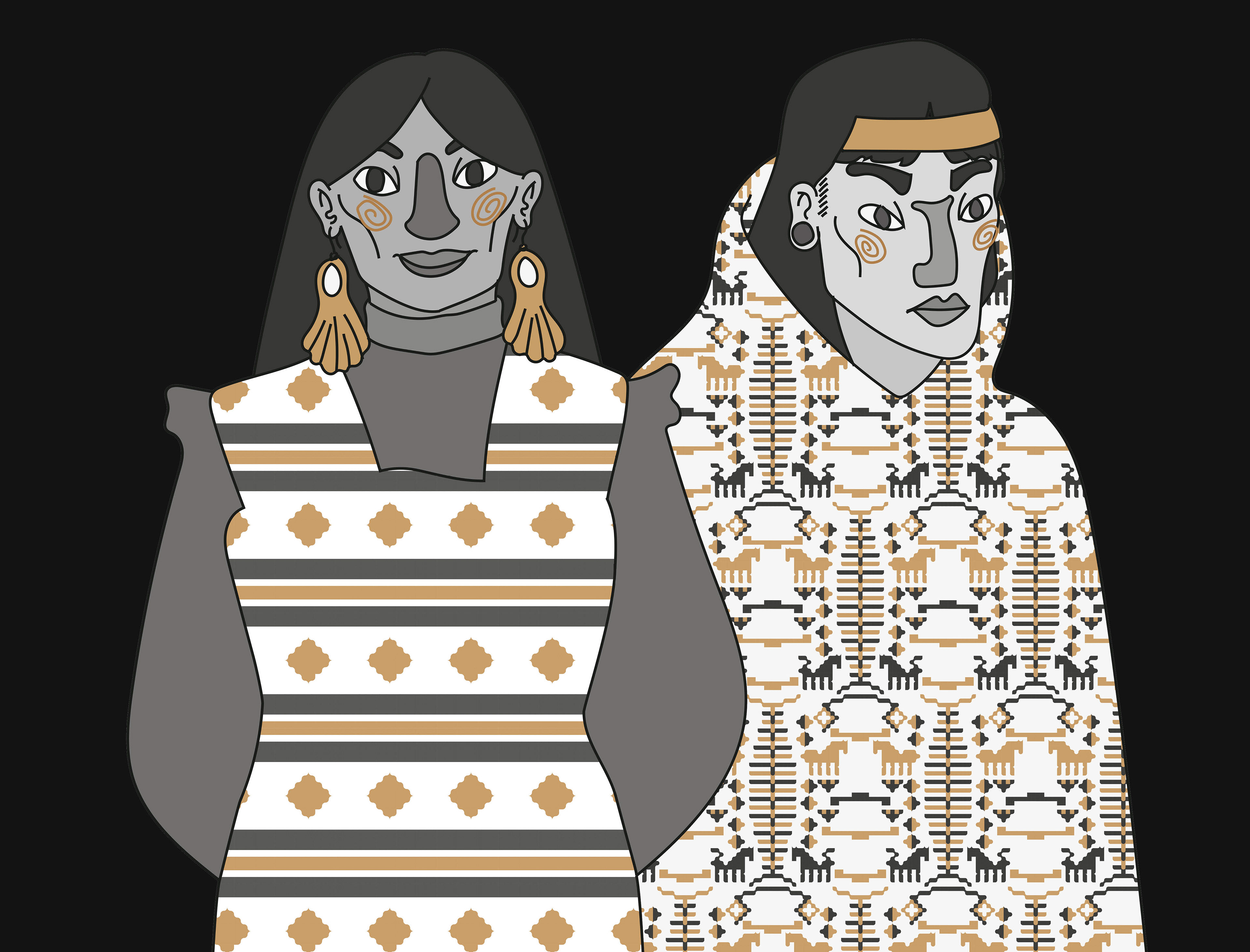 PEOPLE & PATTERNS: CHEROKEE AND NAVAJO. Illustration, digital