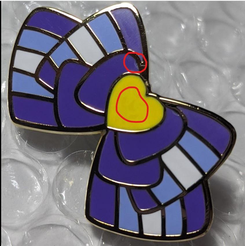 Grade A Flaw - enamel inconsistency; Grade B flaw - chipped enamel