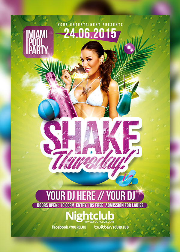 rome creation summer pool party flyer templates