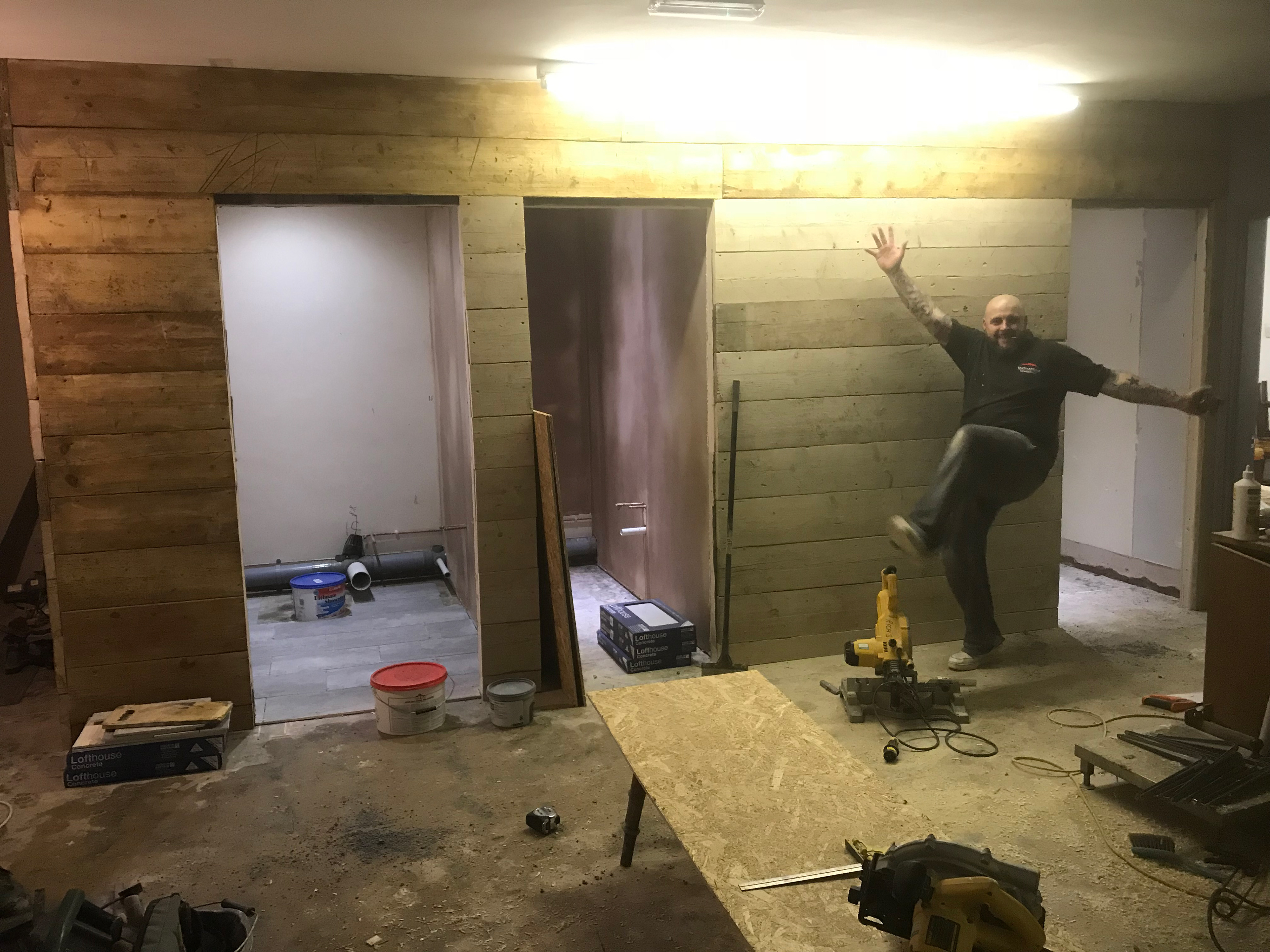 Richard 'Stan' Hallam on one of the many late nights on the build