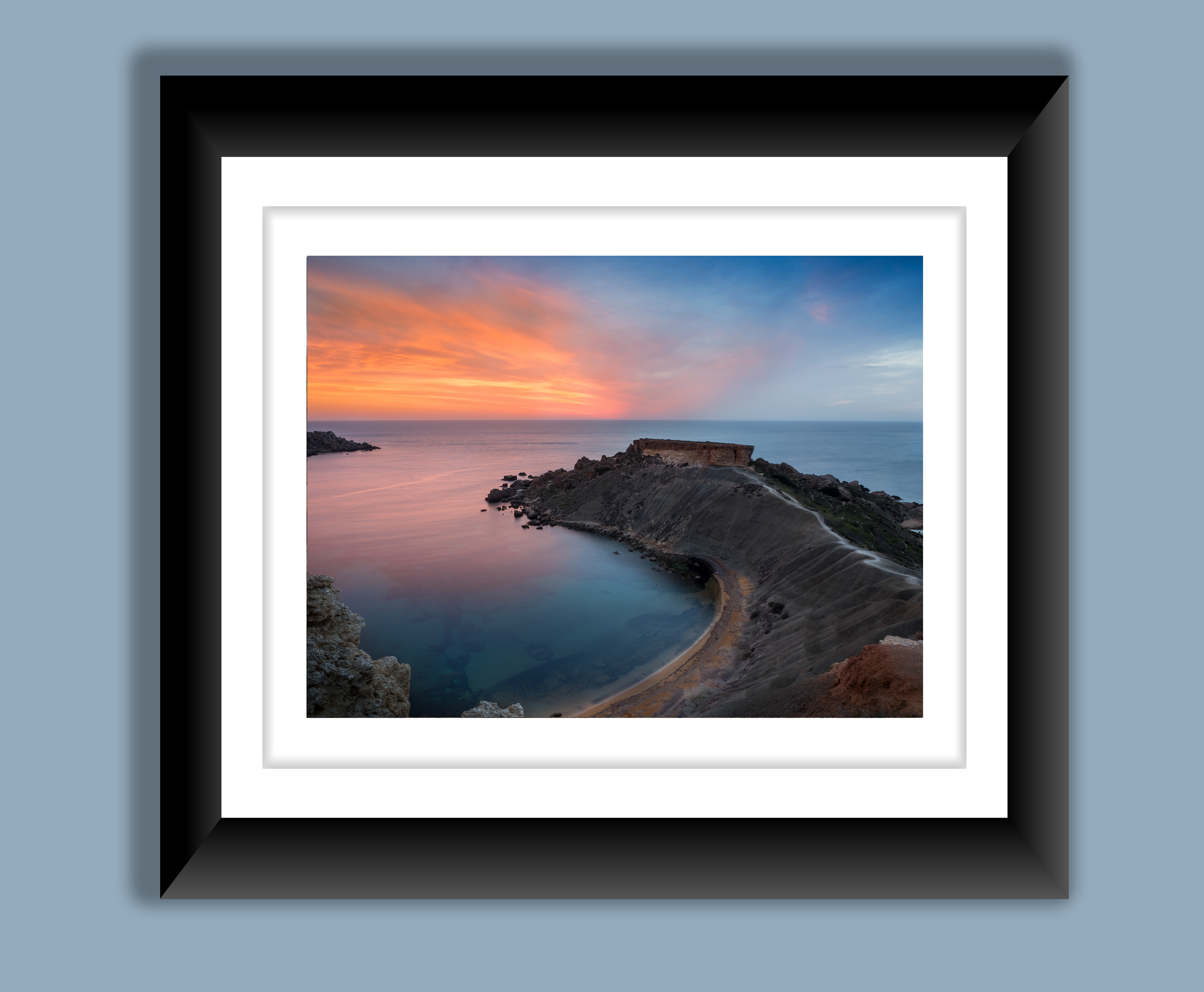 A beautiful fine art print of Qarabba beach during a calm summer sunset.