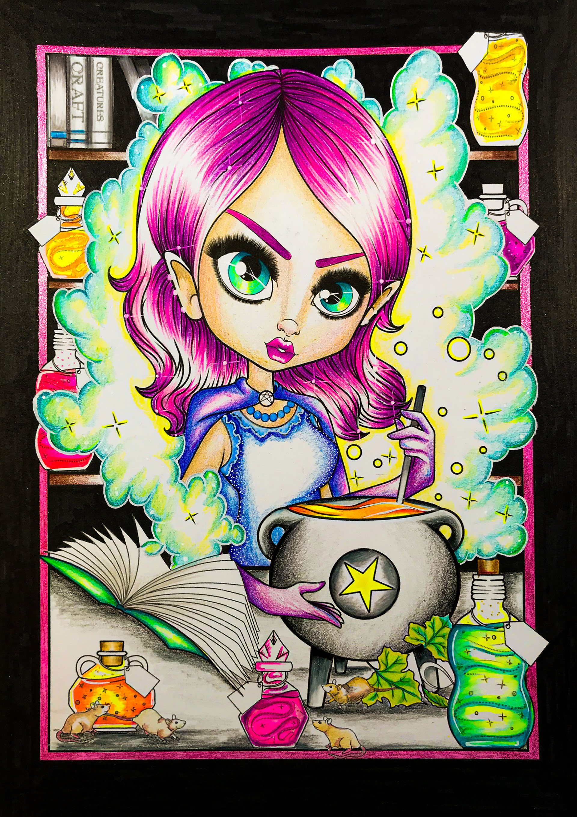 Little Darklings /Wax Pencil illustration