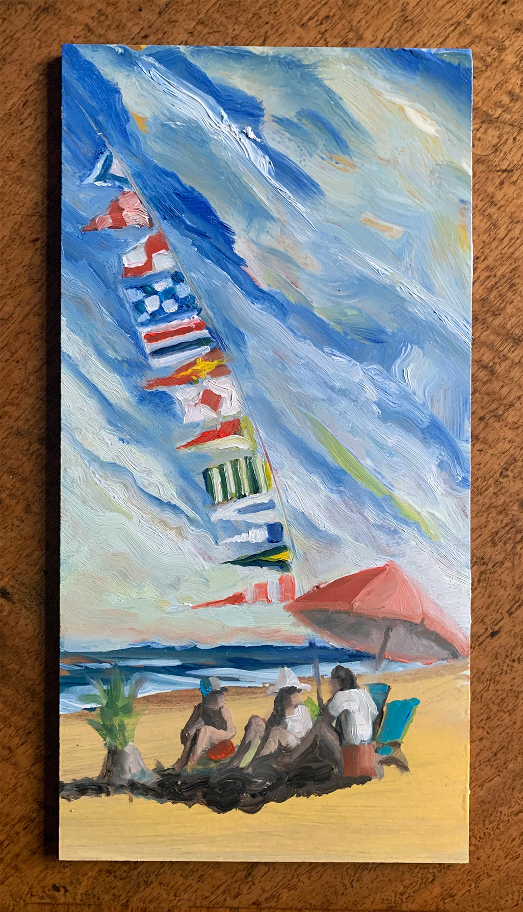 Jeff's Flags, Oil on Board, 6"x 12", 2021