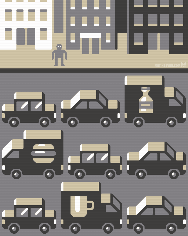 Animated GIF illustration regarding heavy traffic • Geanimeerde GIF-illustratie over verkeersdrukte