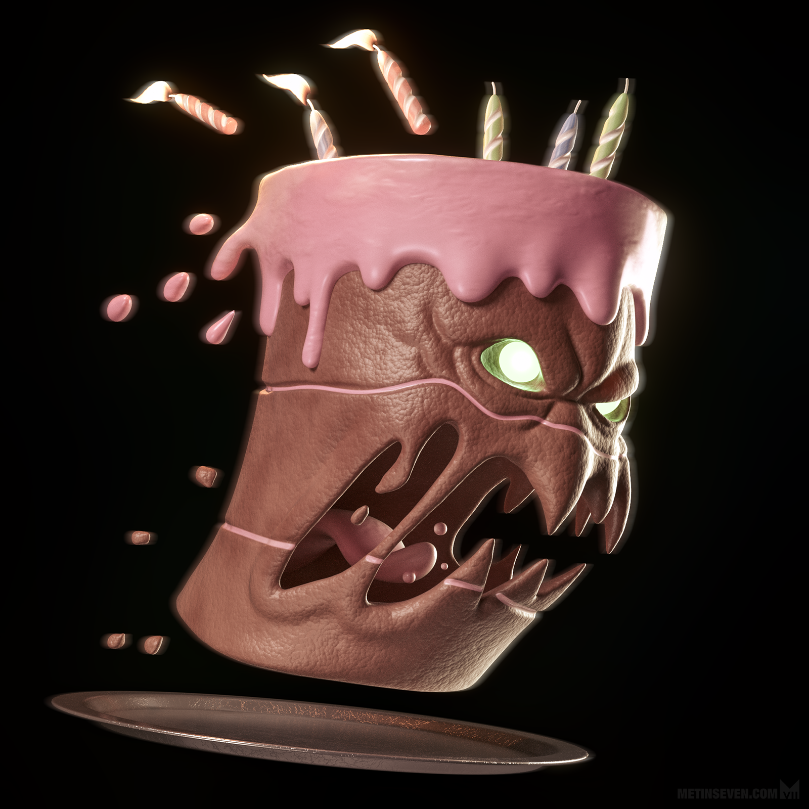 halloween, birthday, cake, horror, scary, creepy, character, design, characterdesign, candles, celebration, blender, blender3d, b3d, octanerender