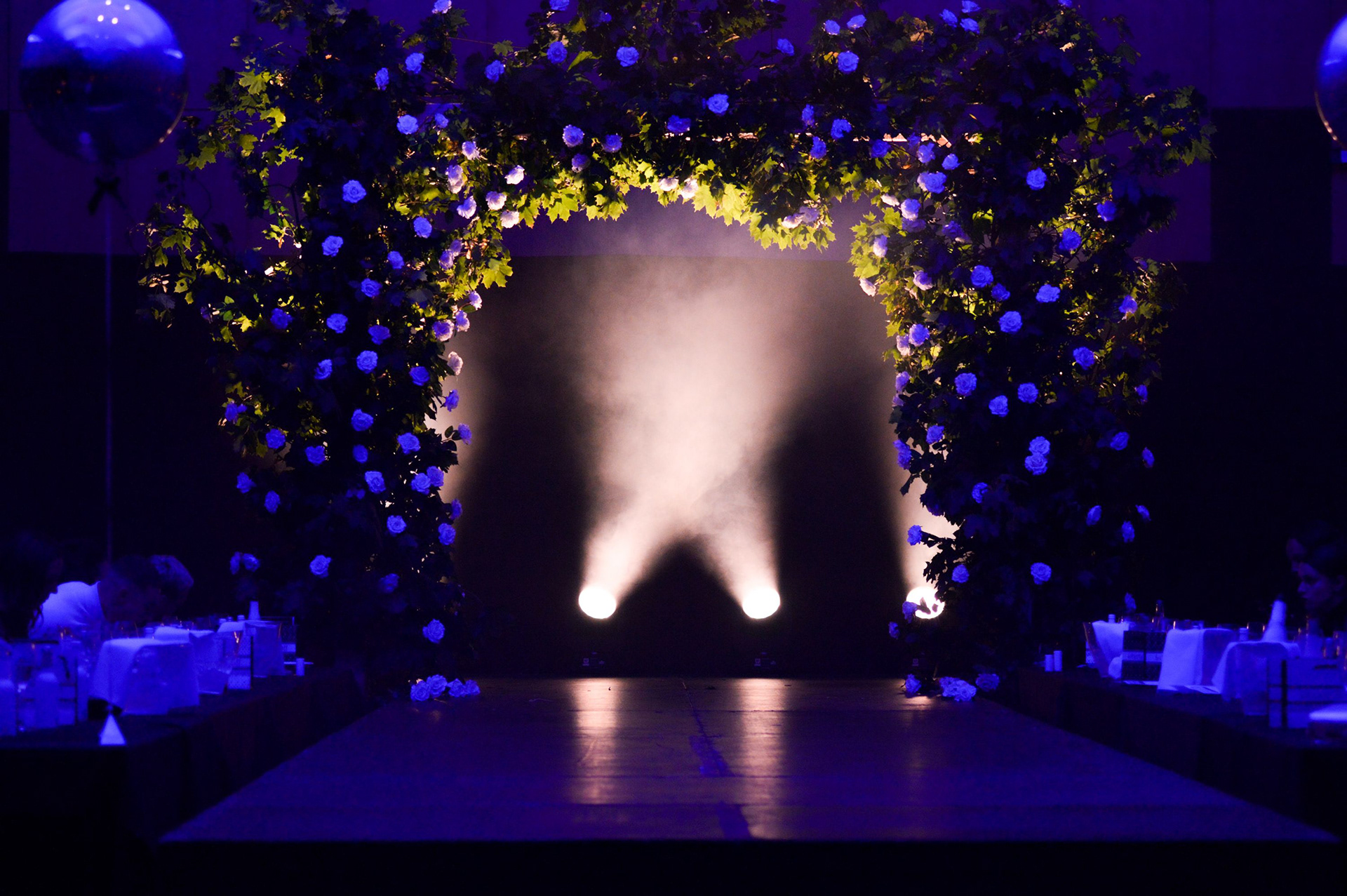 Cheshire florist floral arrangement on the runway for the 2019 Manchester Fashion Festival - Runway photographer