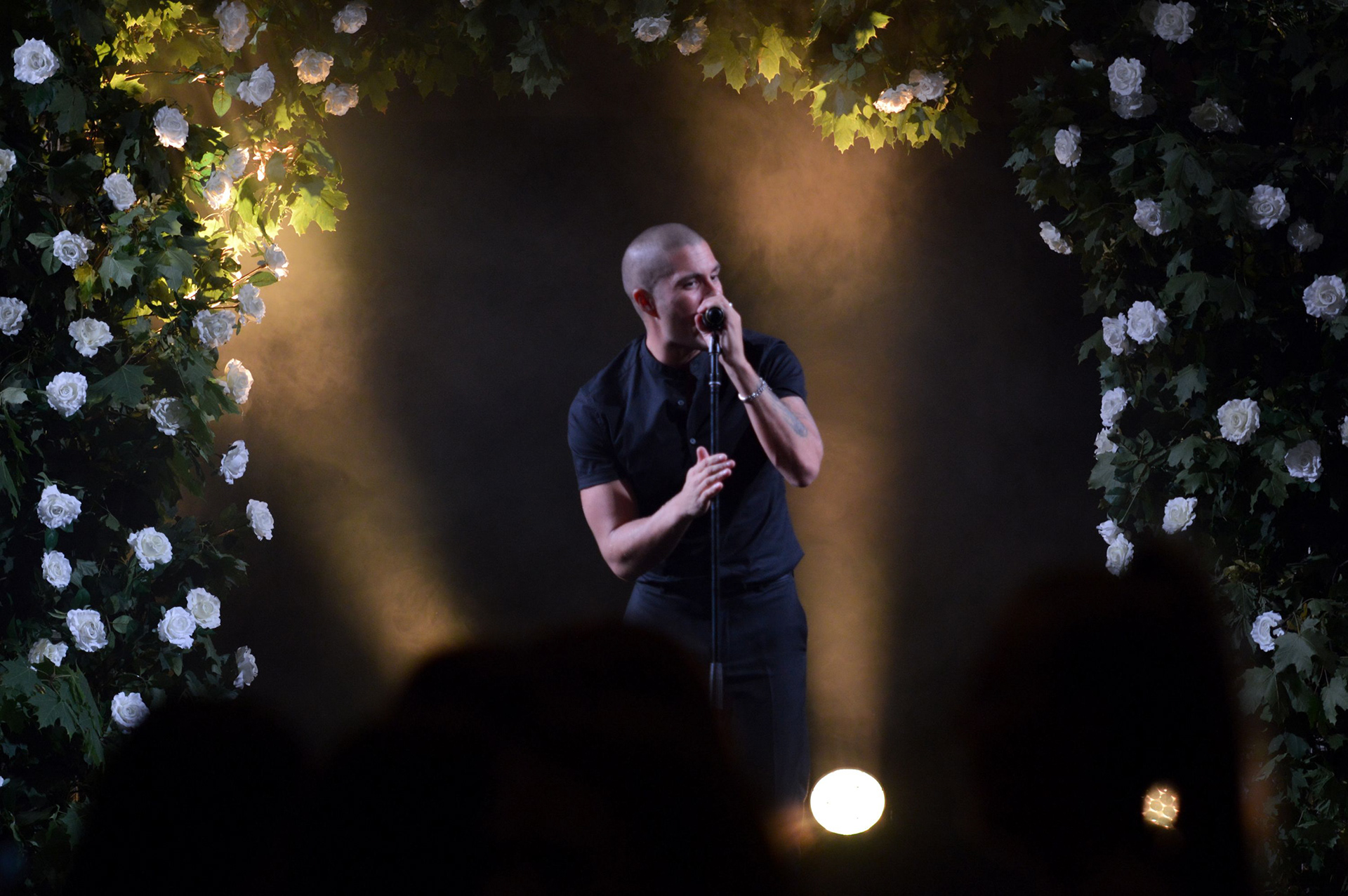 Max George from The Wanted, Singing on the stage at the 2019 Manchester Fashion Festival - runway photographer