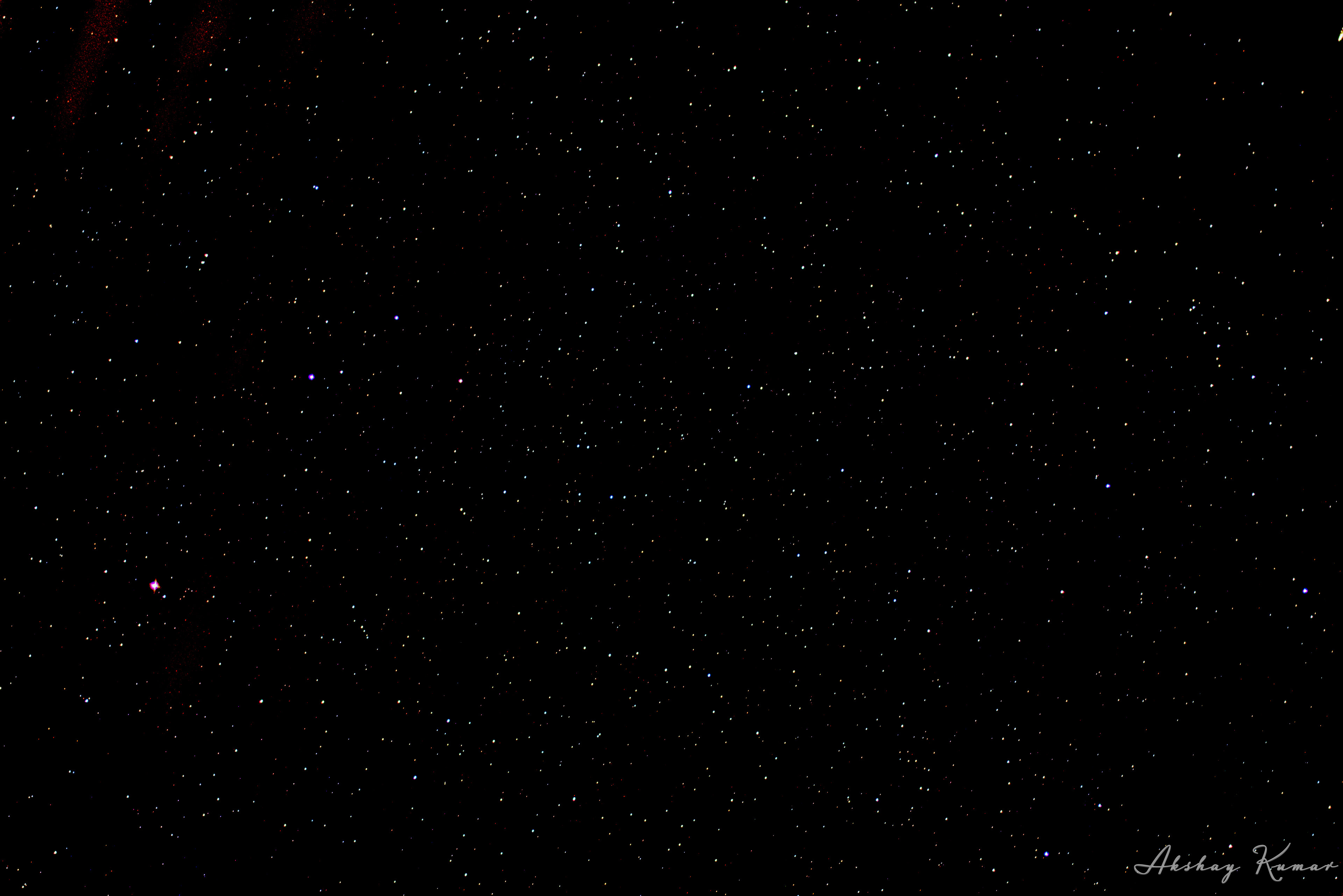 Parts of constellations Virgo and Bootes in the night sky. Brightest stars in the frame are 78Vir, 70Vir, 20Boo, σVir, τBoo, τVir, υBoo, ζVir, Muphrid (ηBoo) and Arcturus (αBoo)